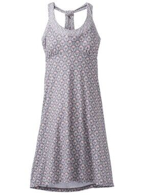 Prana Grey Chemise with Pink Fan-Print and Racerback Tie Medium Casual Like New